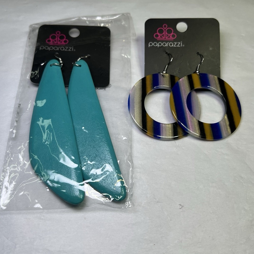Paparazzi Jewelry Lot of 2 New Earrings Scuba Dream Blue